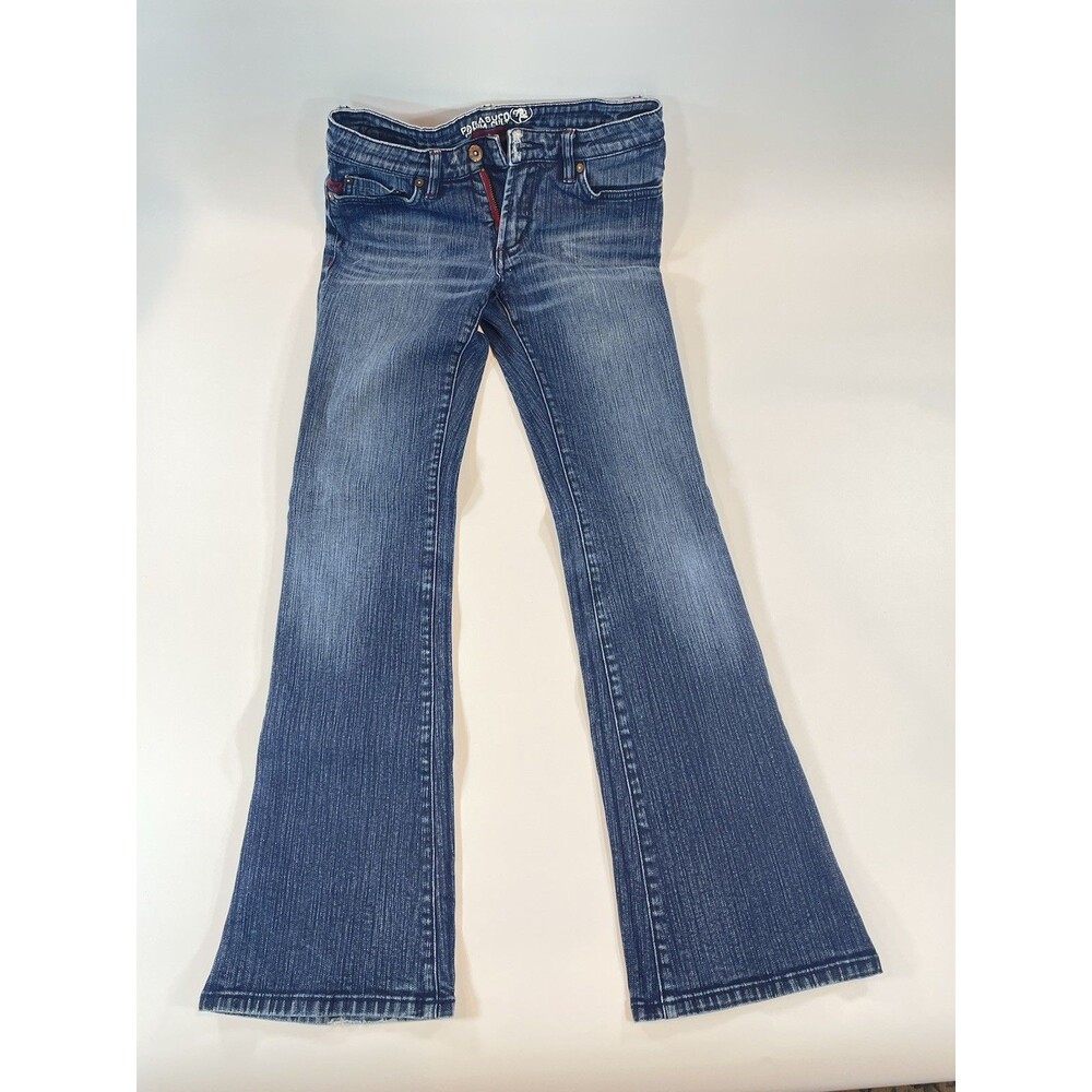 VTG Y2K Parasuco Denim Cult Jeans Women’s Sz 27 Wide Stitch Flare Medium Wash